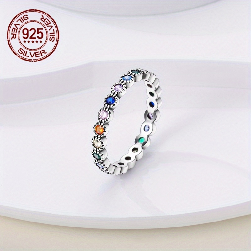 925 Silver Round Ball Zirconia Ring Set Hypoallergenic Wedding Party